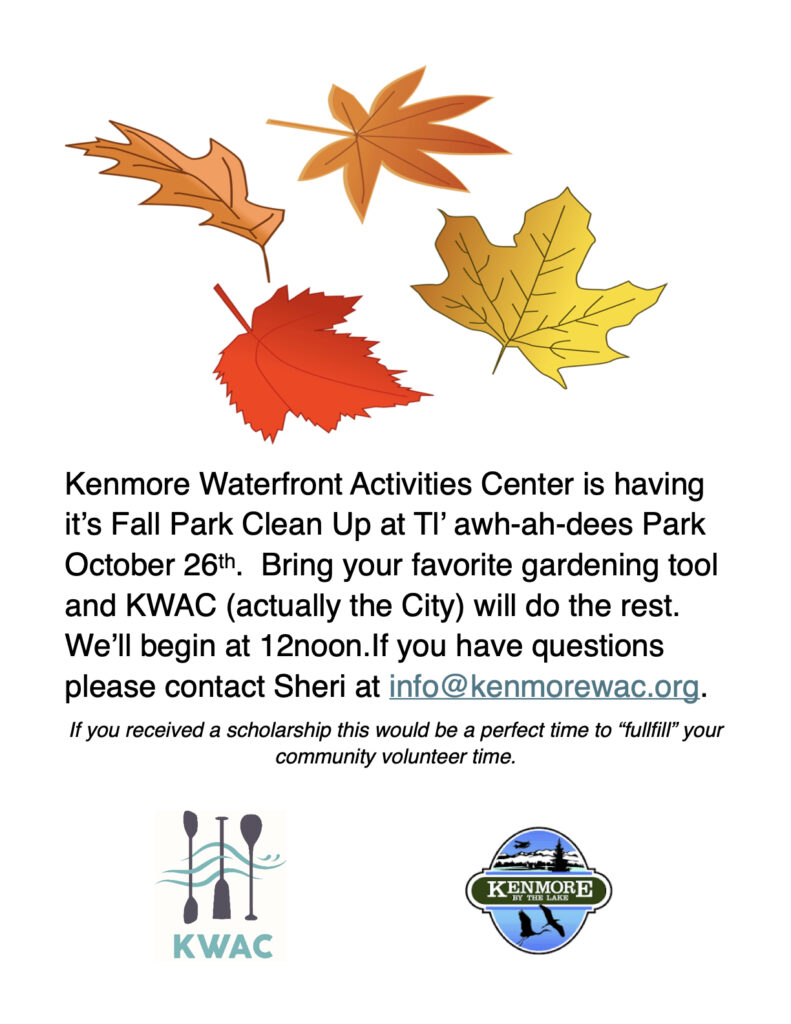 Kenmore Water Activities - Fall Cleanup Event
