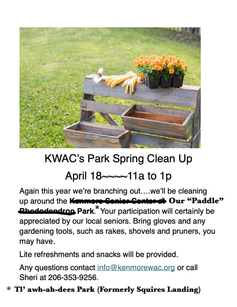 Kenmore Water Activities:  Spring Cleanup 